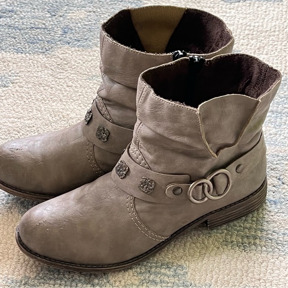 RIEKER PEGGY 98 DIESEL SUEDE LEATHER STUDDED MOTO ANKLE BOOTS SIZE 8 - Picture 4 of 15